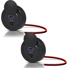 USB C lizdas 12 V lizdas 12 V, USB-C PD3.0 20 W ir USB-A QC3.0 18 W, skirtas montuoti ant paviršiaus, skirtas nameliams ant ratų, valtims, karavanams, kemperiams, automobiliams, sunkvežimiams (38 W x 2)