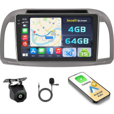 Android 15 4+64GB Autoradio für Nissan March III K12 2002-2009 mit 9 Zoll Incell Touchscreen, Autoradio 2DIN mit Wireless Carplay Android Auto, FM/RDS Radio BT GPS WiFi Rückfahrkamera + MIC