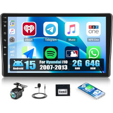 CAMECHO 2+64G 8-Core Android 15 Car Radio for Fiat Panda 2003-2012 with Navi Wireless Carplay Android Car, Double DIN with 9 Inch Screen with RDS/FM MirrorLink Bluetooth 5.0/DSP + AHD Rear View Camera