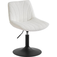VASAGLE Makeup Stool with Back Rest Height Adjustable 360° Swivel for Bedroom Dining Room Sherpa Cover Cream White LJB160WD01