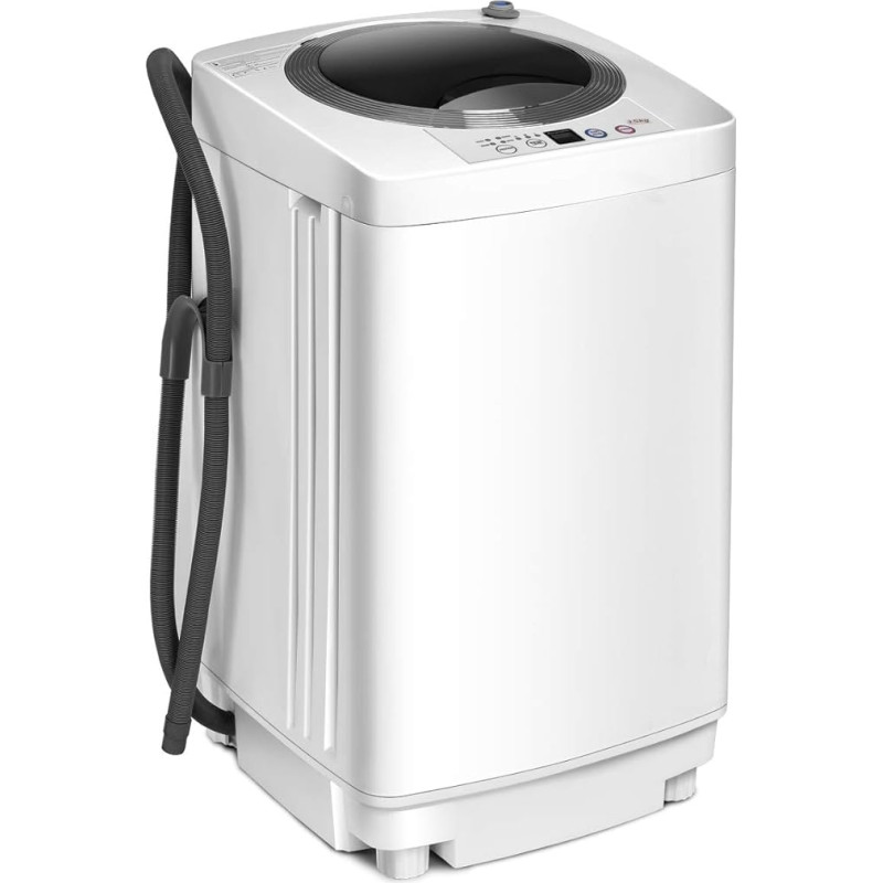 COSTWAY mini skalbyklė 3,5 kg, visiškai automatinė skalbyklė su suktuvu, 6 programomis, viršutiniu įdėklu ir siurbliu, 240 W skalbyklė, skirta butams, nameliams ant ratų ir kempingams