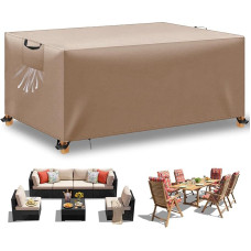 Sodo baldų dangtis Neperšlampamas brezentas Sodo baldai Vėjui atsparus Anti-UV Heavy Duty 420D Oxford audinys, skirtas sėdimųjų vietų grupei Sodo stalai Patio baldai Chaki 200 x 100 x 75 cm