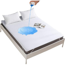 Set of 2 Waterproof Mattress Protectors 90 x 200 cm Cotton Breathable Mattress Topper Mattress Protector White