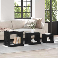 Couchtisch Set 3-teilig, Schwarz Eichen-Optik Holzwerkstoff, Beistelltische mit Regal, Langlebige Wohnzimmertische, Platzsparendes Nesting-Design für Zuhause und Büro