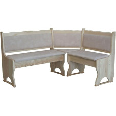 k koma Corner Bench Untreated with Padding Solid Wood Eco Leather Beige (100 x 120)