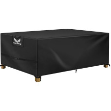 Sodo baldų dangtis, 308 x 139 x 98 cm, 600D Oxford, atsparus aseroziniam poveikiui, atsparus vėjui, UV spinduliams, brezentinis apsauginis dangtis sėdmaišiams, sodo stalui (juodas, 308 x 138 x 98 cm)