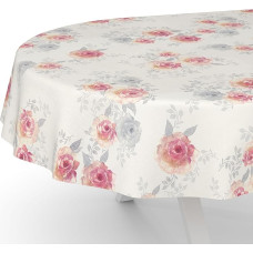 ANRO Oilcloth Tablecloth Oilcloth Tablecloth Washable Garden Tablecloth Water-Repellent Oval 180 x 140 cm Cut Edge Roses