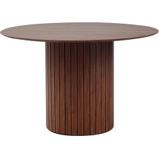 Apvalus valgomojo stalas 6-8 asmenims, virtuvės stalas, pagamintas iš MDF, skersmuo 120 cm, ūkinis stalas su mediniu stulpeliu (tamsiai rudas, 120 x 120 x 76 cm)