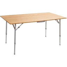 BRUNNER Lauko sulankstomas stalas piknikui, stovyklavimui, sodui, terasai - aliuminis su elegantišku bambuko viršumi - CAMPERKING M - stačiakampio formos 30 kg apkrovos
