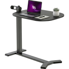 Spacetronik Side Table Couch Height Adjustable 585-985 mm, Side Table C Shape, Mobile Coffee Table with Concealed Wheels - Laptop Table for Couch, Bed, Home Office, 60 x 40 cm (Black)