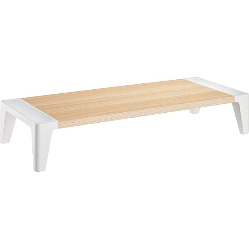 RICOO FS0142 Monitoriaus stovas kompiuterio monitoriams Stalo tvirtinimas 554 x 215 x 100 mm Medžio ir baltos spalvos ekrano laikiklis Kompiuterio ekrano stovas Nešiojamojo kompiuterio stalas Nešiojamojo kompiuterio stalas