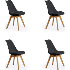 SHIITO Otto modelis - 4 šiaurietiško stiliaus valgomojo kėdės | 47 x 42 x 84 cm - juoda spalva | paprastas ir elegantiškas dizainas | su buko kojomis