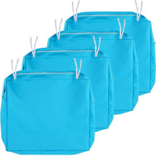 NettyPro Patio Cushion Covers Replacement Set of 4 Water Resistant UV Resistant Outdoor Chair Seat Pads Slipcover with Zipper and Tie 61 x 61 x 10 cm, Peacock Blue