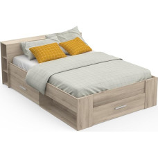 Demeyere Lit Avec Rangement 140 x 190 Style Contemporain 3 Tiroirs - Coloris Chêne - 150.1 x 217.1 x 74.3 cm, Ąžuolas (Oak)