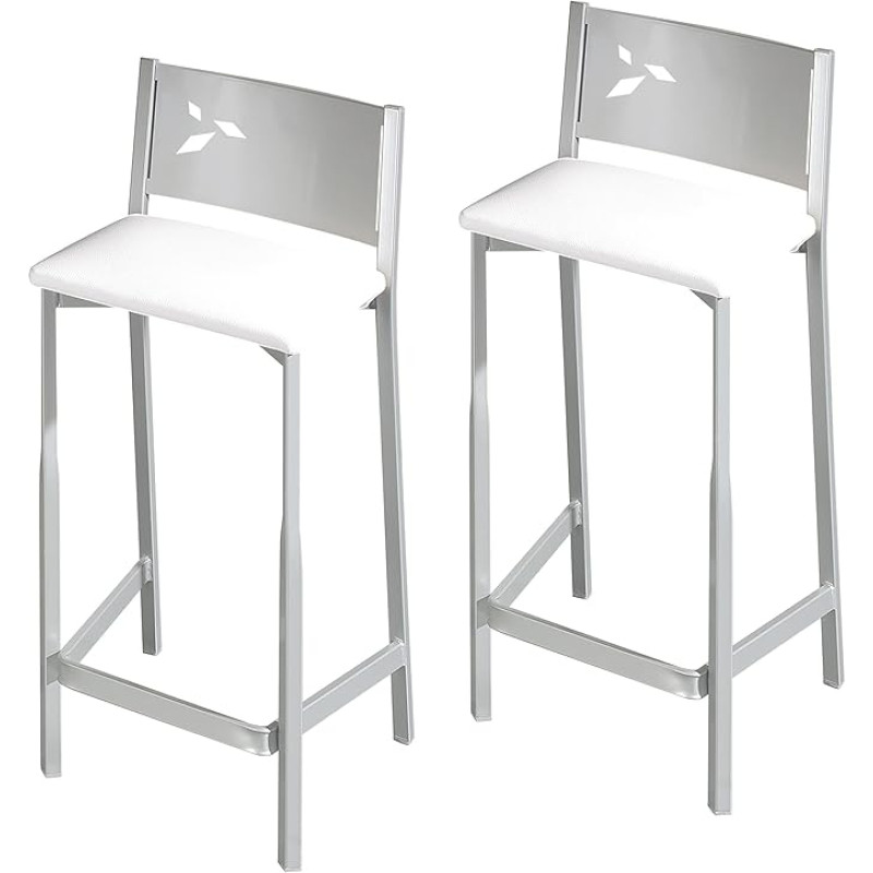 ASTIMESA Dvi 60 cm baltos dirbtinės odos virtuvės taburetės