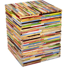 Dizaino šoninis staliukas Mediena Nekilnojamasis medis Upcycling taburetė Rankų darbo šoninis staliukas Spalvingas 45 x 36 x 36 cm