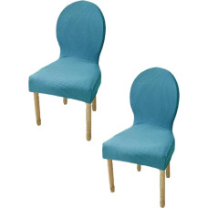 Küchen-Esszimmerstuhlbezüge, Set mit 2/4/6 Esszimmerstühlen mit runder Rückenlehne Schonbezüge ohne Armlehnen für Esszimmerstühle aus Holz mit Polsterung (Spalva : Bluestone, Dydis : 2PCS)