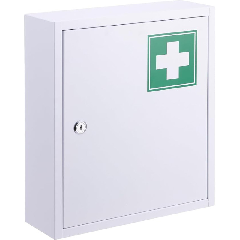 Relaxdays Medicinos spintelė užrakinama 3 skyriai V x Š x D 36 x 31,5 x 10 cm Medicinos spintelė Balta / Žalia