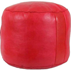 Horus Artesanía de Egipto Puff Puff Smooth Leather Foot Stable Leather 40 cm / 35 cm Red