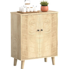 HOMCOM Multipurpose Vintage Style Living Room Sideboard for Kitchen with 2 Interior Shelves, Made of Chipboard, 60 x 30 x 76 cm, Colour Wood