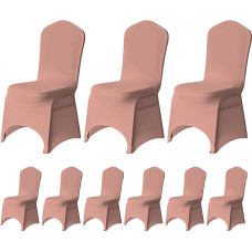 Apdailos parduotuvės kėdžių užvalkalai, Spandex Stretch Slipcover, valgomojo kambario kėdžių dangtelis, nuimamas, skalbiamas, elastingas kėdžių apsauga, vestuvių, banketų, vakarėlių, namų dekoras, rožinis auksas, 10 vnt. pakuotė