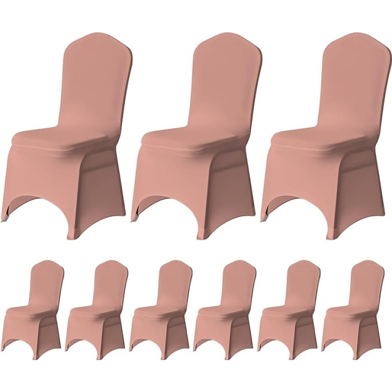 Apdailos parduotuvės kėdžių užvalkalai, Spandex Stretch Slipcover, valgomojo kambario kėdžių dangtelis, nuimamas, skalbiamas, elastingas kėdžių apsauga, vestuvių, banketų, vakarėlių, namų dekoras, rožinis auksas, 10 vnt. pakuotė