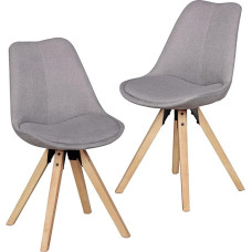 FineBuy Design Dining Room Chairs, Set of 2, Grey, Scandinavian Chairs with Wooden Legs, Retro Chair Set, Colourful, Kitchen Chairs with Fabric, Backrest Chair, Modern, Kitchen Chair, Dining Room