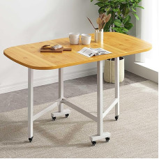 Klappbarer Esstisch mit Klappblatt und Rädern, PVC-Platte, Stabiler Rahmen aus Kohlenstoffstahl, trägt 150 kg, ideal für ESS- und Wohnzimmer (Farbe: Neutral) Um Glück zu verfolgen
