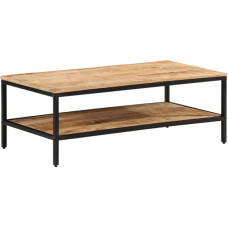 vidaXL Coffee Table, Side Table with Storage Space Iron Frame, Sofa Table, Coffee Table for Living Room, Living Room Table, Rough Solid Wood Mango
