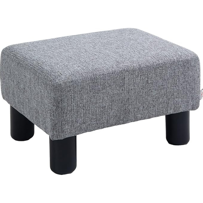 HOMCOM Fußhocker, niedrig, aus Leinenstoff, Tragkraft 110 kg, 40 x 30 x 24 cm, Grau