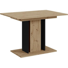 MEBLINI Extendable Dining Table, Modern Dining Room Table, Kitchen Table, Column Table, Extendable Table, Dining Table, Dining Room Tables, 100-140 x 60 x 75 cm, Wood Mini, Artisan Oak/Black Matt