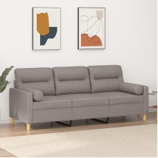 LAPOOH 3200836 3-vietė sofa su dekoratyvinėmis pagalvėlėmis Taupe 180 cm audinys, Sofos ir kušetės, Sofa svetainė, Sofa paauglių kambariui, Sofa poilsiui, Sofa miegamajam, Miegamojo sofa, Minkšta sofa
