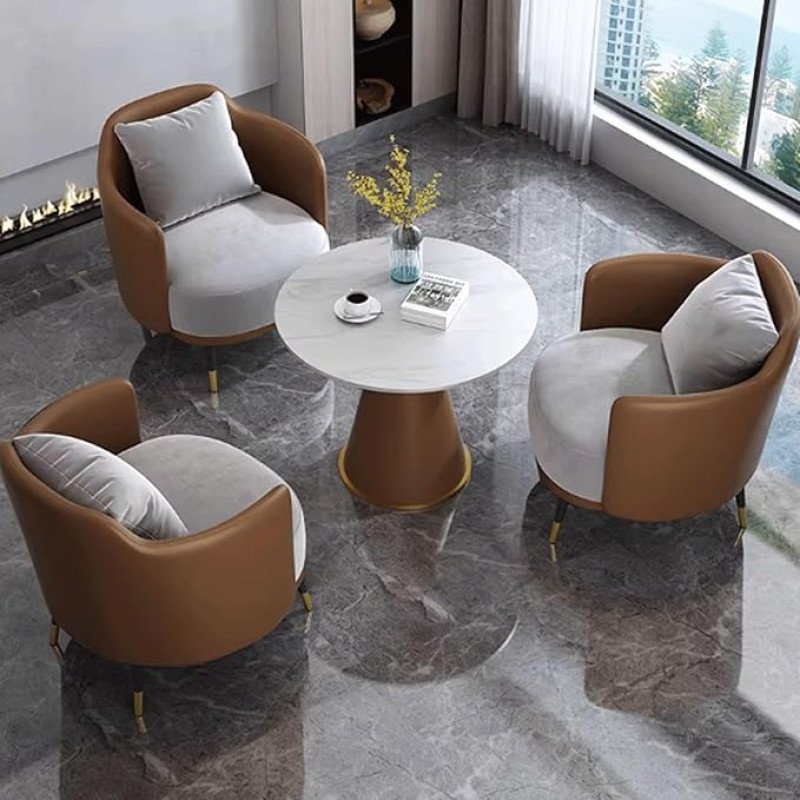 Verslo recepcijos sofos stalo komplektas, ergonomiški 4 sėdimų vietų poilsio baldai, modernus biuro svečių kambarys (Set1)