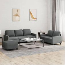 ZEYUAN 3 dalių sofos komplektas su pagalvėlėmis, tamsiai pilkas audinys, sofos ir kušetės, svetainės sofa, paauglių kambario sofa, poilsio sofa, miegamojo sofa, minkšta sofa - 3201469