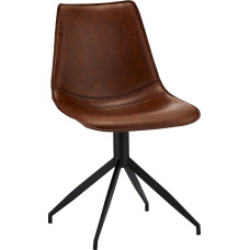 Furnhouse Isabel Dining Room Chairs, Set of 2, Faux Leather, 360° Swivel Chair, Metal Frame, Black, Scandinavian Design, Modern Upholstered