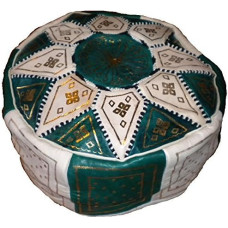 Terrapin Trading Fair Trade Moroccan Leather Star Pouffe - Choose from 10 Colours (Green)