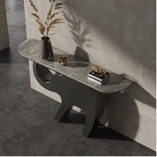 Moderner Imitationsmarmor flurtisch, Mittelalterlicher Stil Flur konsolentisch, Eingangsbereich Foyer konsolentisch, Wohnzimmer flurmöbel console table, Metallhalterung.(Gray black, 100*35*80cm)