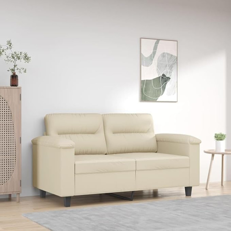 ShGaxin 359579 2-vietė sofa kreminė 120 cm, dirbtinė oda, poilsio sofa, sofos ir kušetės, poilsio sofa, sofa svetainei, sofa su miego funkcija