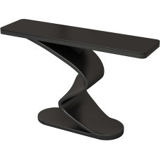 Halbmond Konsolentisch aus Marmoroptik, Schmaler EingangsTisch mit Metallbasis, Langer Flurtisch hinter dem Sofa, Moderner Sofa Tisch für Wohnzimmer (Black C, L100CM/39IN)