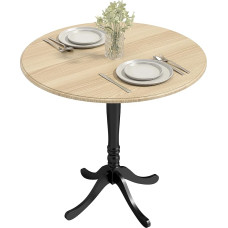 HOMCOM Round Dining Table for 4 People Diameter 80 cm Kitchen Table with Steel Frame Modern Style Natural Wood and Black