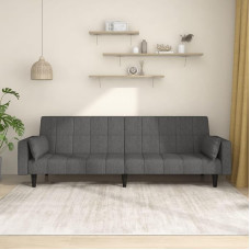 Sofa-lova 2 sėdimų vietų su 2 pagalvėlėmis, tamsiai pilkas audinys, svetainės sofa, sofos ir kušetės, poilsio sofa, svetainės sofa, sofa su - 375834