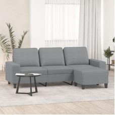 3201151 3-vietė sofa su taburete, šviesiai pilka, 180 cm, audinys, svetainės sofa, sofos ir kušetės, poilsio sofa, svetainės sofa