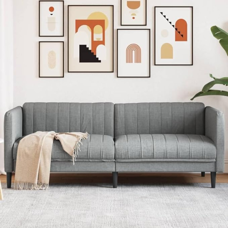 372613 3-vietė sofa šviesiai pilkas audinys, svetainės sofa, sofos ir kušetės, poilsio sofa, svetainės sofa