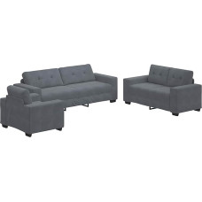 Sofa 3 vnt. tamsiai pilkos spalvos lino mišinys Modelis3324640