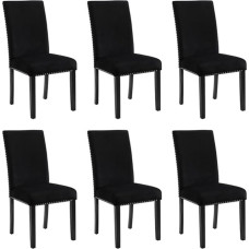 New Classic Furniture Celeste Dining Chairs Set of 6 100% Polyester Black Velvet with Espresso Legs