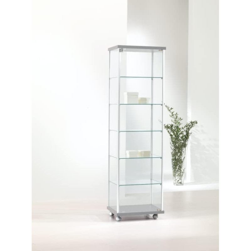 ITALFROM Grūdinto krištolo stiklo vitrina Reguliuojamas aukštis 53 x 39 x 18 cm