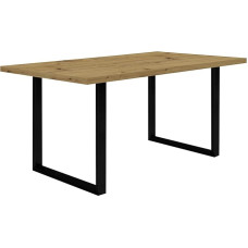 FORTE Tables Table Non-Extendable Wood Material Artisan Oak Metal Legs Black W x H x D: 160 x 74.7 x 90 cm