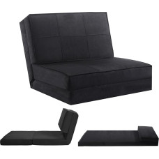 GOPLUS 3-in-1 Folding Sofa Bed, Floor Sofa with Sleep Function, Foam Floor Mattress with Removable Cover & Back Support, Sofa Bed for Living Room & Bedroom (Black)