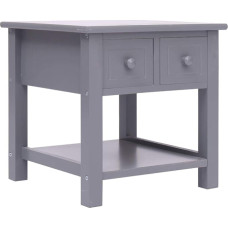 Festnight Beistelltisch Grau 40x40x40 cm Paulownia Holz mit 2 Schubladen