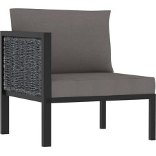 Poly Rattan Sofa mit Aluminiumrahmen Outdoor Ecksofa Anthrazit Modulares Sofa für Innen und Außen Garten Lounge Poly Rattan Eckelement
